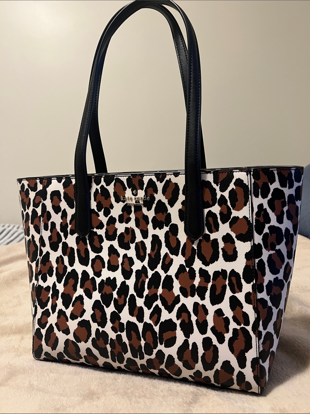 kate spade Leopard-Print Tote in Brown, Black & White